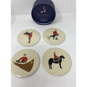 Set Of 4 Royal Canadian Mounted Police Ceramic Coasters In Different Poses NEW